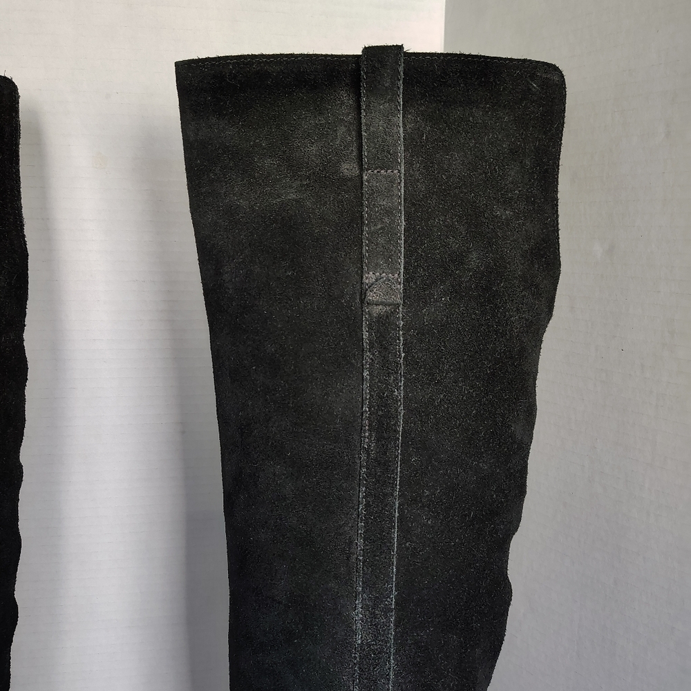 Madewell Jimi Over the Knee Suede Leather Boots Black 9.5 Stacked Heel Boots - Picture 14 of 17